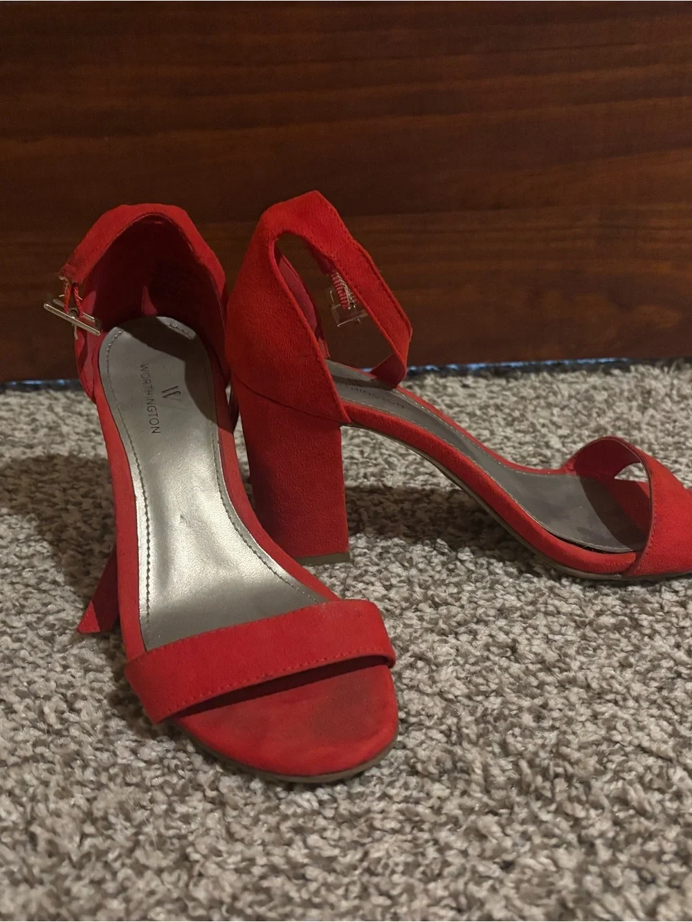 Worthington Red Suede Block Heel Sandals - Women